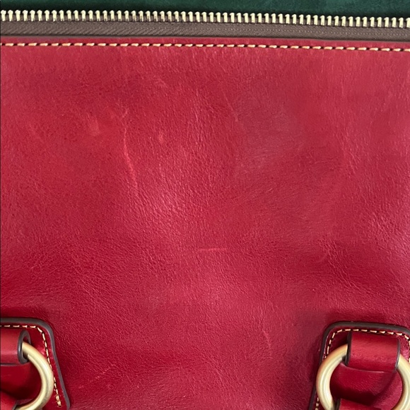 Dooney & Bourke Red Leather Shoulder Bag with Gold Accents - Picture 6 of 8